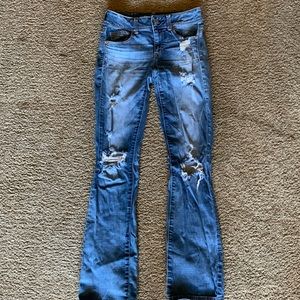 American eagle ripped denim jeans boot cut